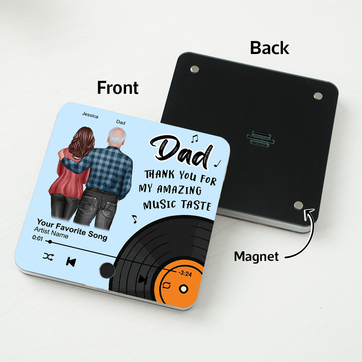 Dad Thank You For My Amazing Music Taste Custom Dad's Favorite Song Personalized Music Fridge Magnet