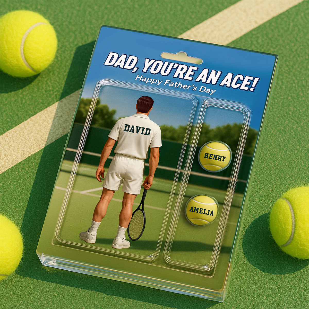 You're An Ace Tennis Dad With Kids' Names Custom Figure Personalized Acrylic Block Plaque, Father's Day Gift For Him, For Dad