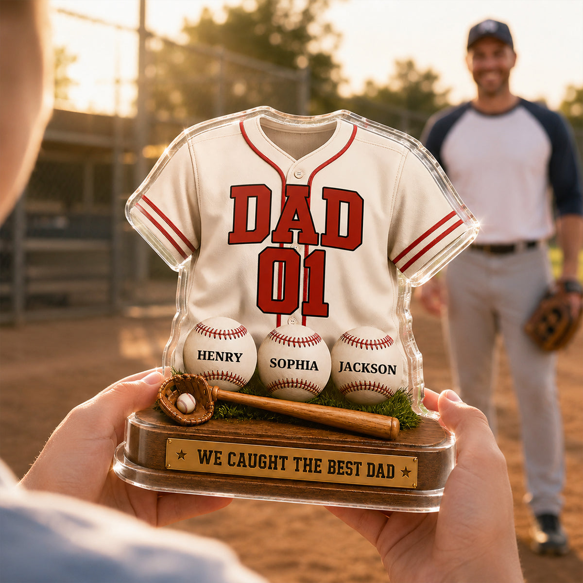 Baseball Dad Legend We Caught The Best Dad - Personalized Acrylic Block Plaque - Father's Day Gift For Dad, Husband