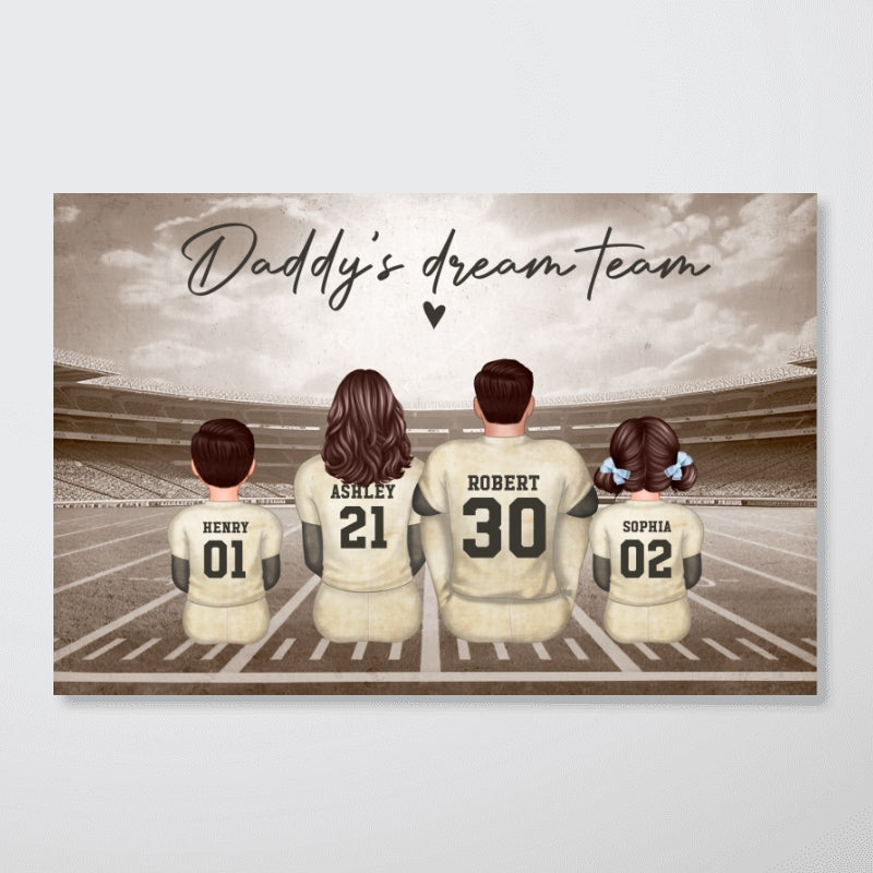 Football Family Retro Vintage Personalized Poster, Meaningful Father's Day Gift for Dad, Gift for Husband