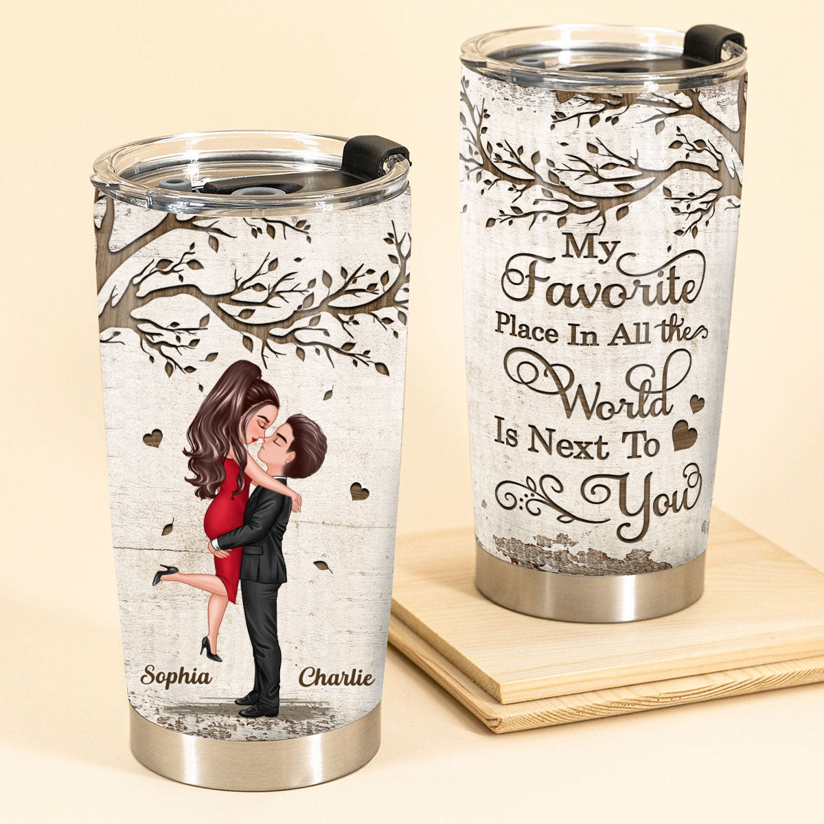 Favorite Place In The World Couple Kissing Personalized Tumbler