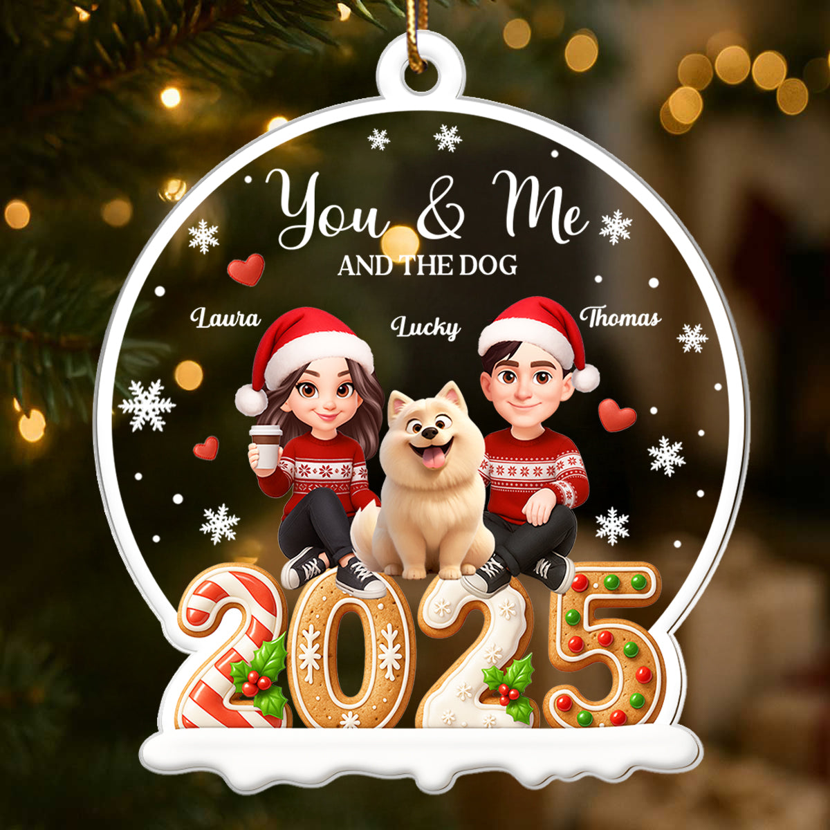 You & Me And The Fur Babies 2025 - Personalized Acrylic Ornament - Chrismas Gift for Couple, for Her, for Him