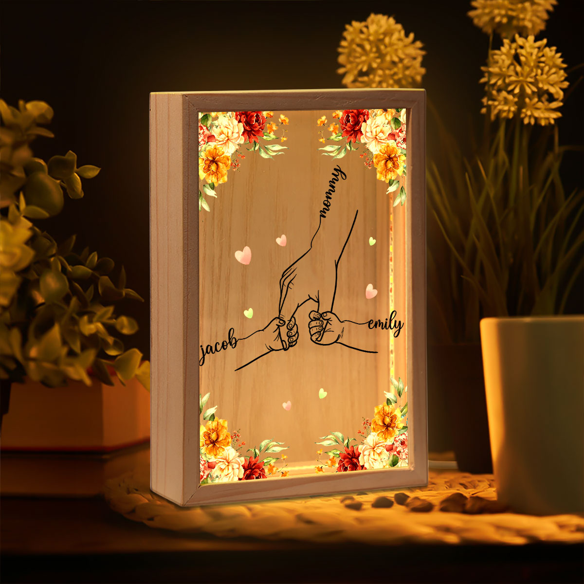 Mom Holding Children Hands Personalized Frame Light Box