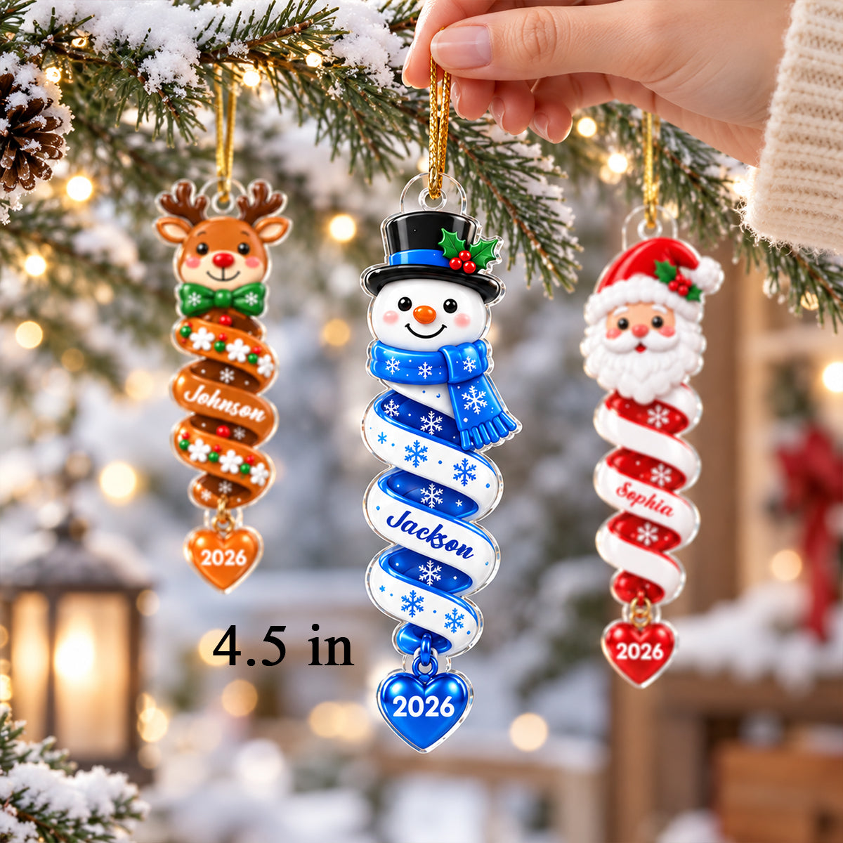 Custom Family Kids Boy Girl Names - Personalized Acrylic Ornament - Christmas Gift for Children, Friends