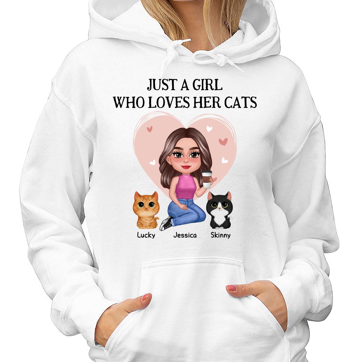 Pretty Doll Just A Girl Loves Cats Pink Heart Personalized Shirt