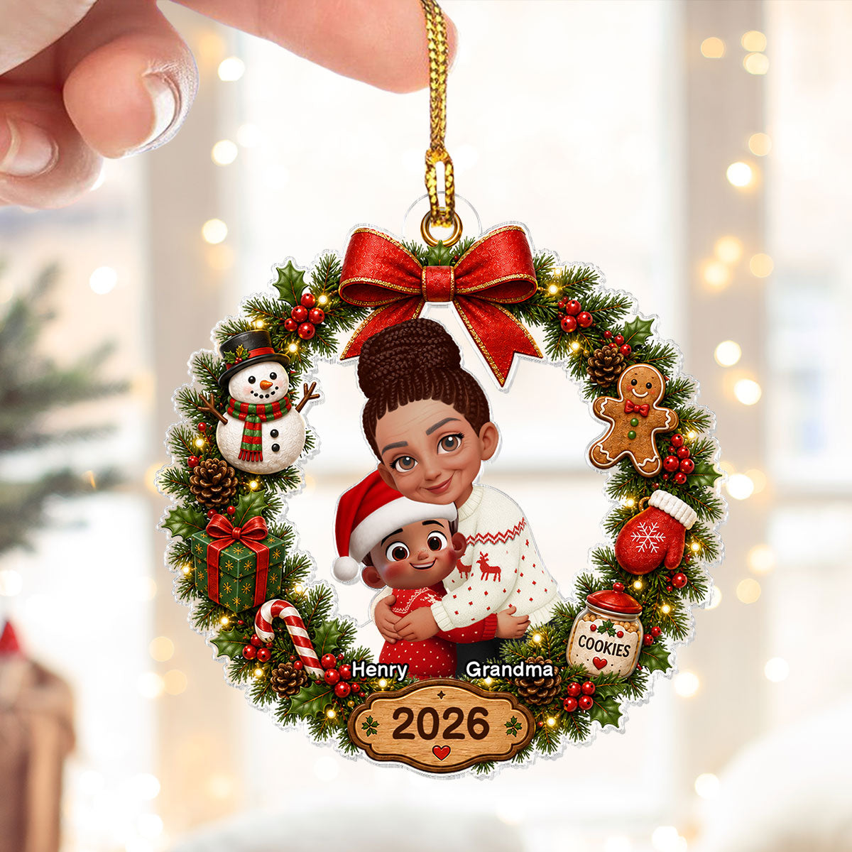 Trending Cute Grandma Grandkid - Personalized Acrylic Ornament - Christmas Gift For Boys, Girls