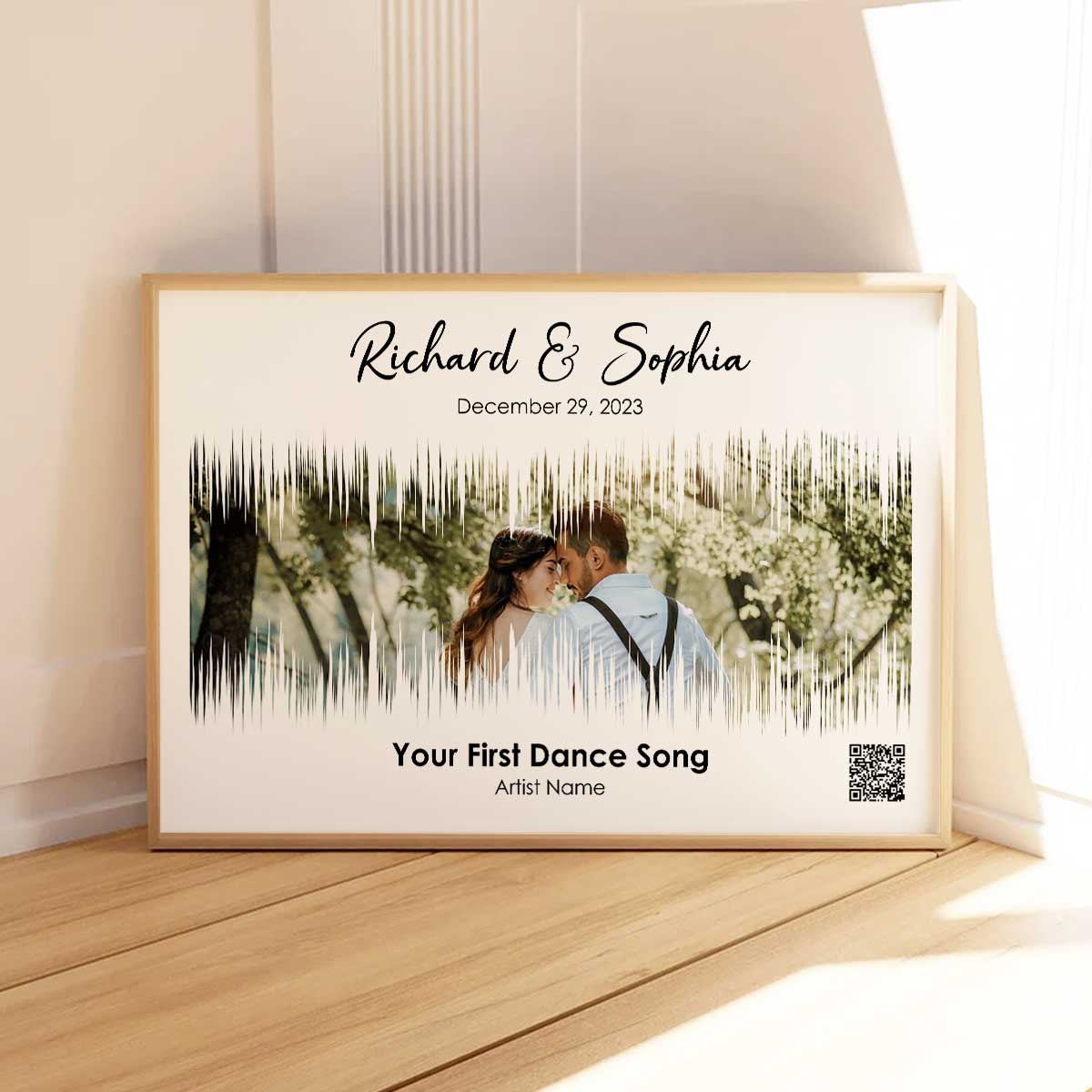 Couple First Dance Song QR Code Wedding Anniversary Gift Photo Inserted Personalized Poster