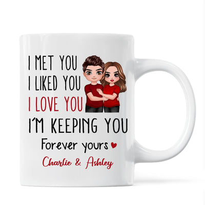 Doll Couple Standing Embracing I Met You I Love You Valentine‘s Anniversary Gift For Him For Her Personalized Mug