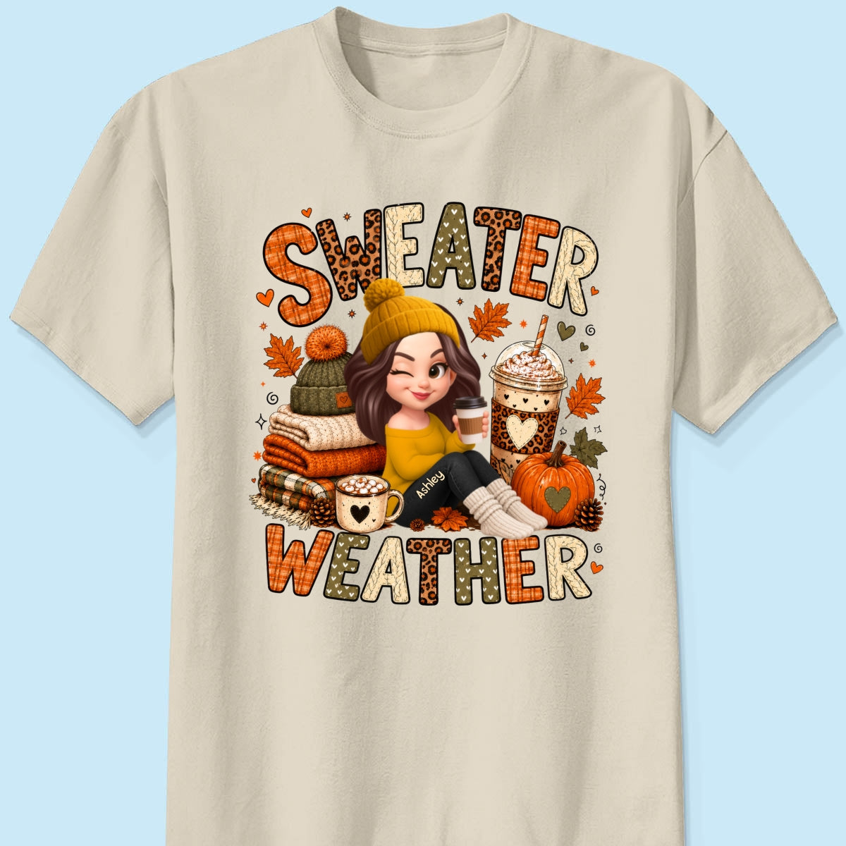Sweater Weather Cozy Girl - Personalized Shirt - Fall Season Gift For Women