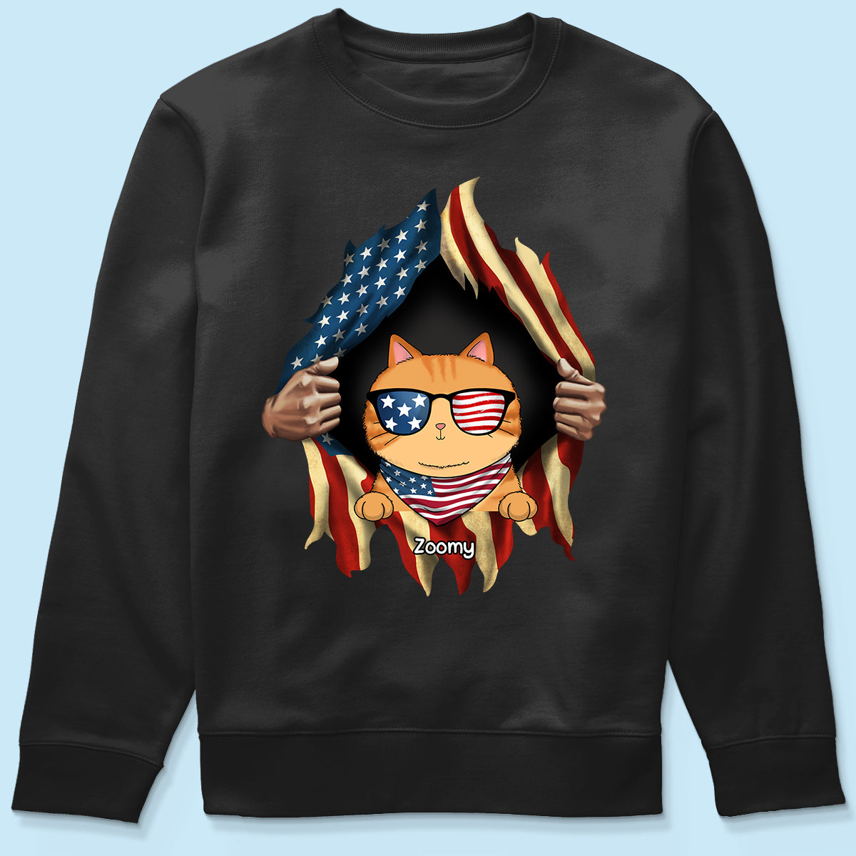Cat Lovers Hands Ripping Nation Flag Personalized Shirt