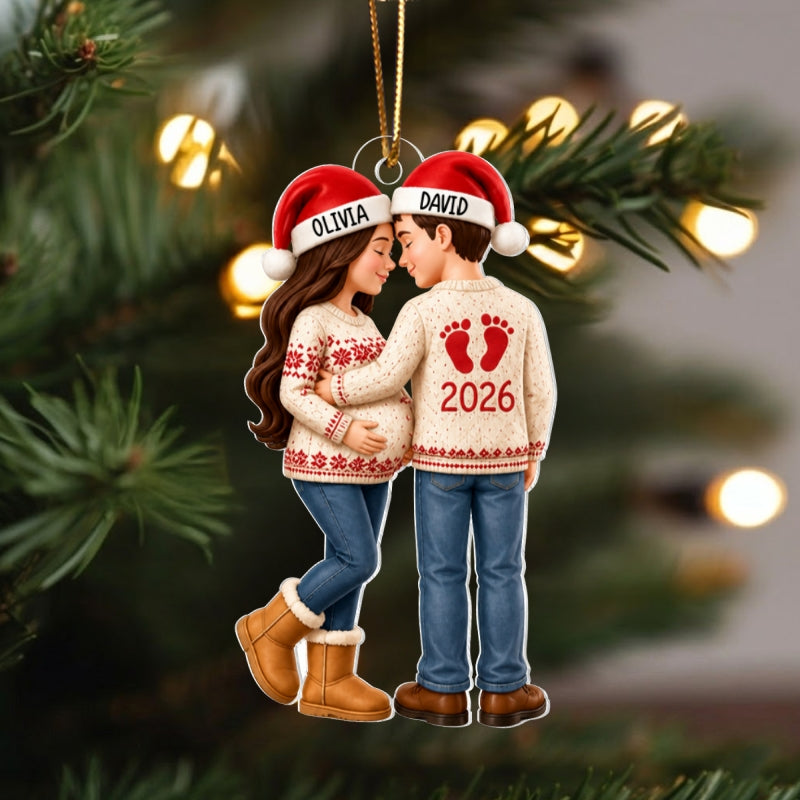 Bump's First Christmas - Personalized Acrylic Ornament - Expecting Parents Keepsake, Custom Mom Dad Pregnancy Announcement
