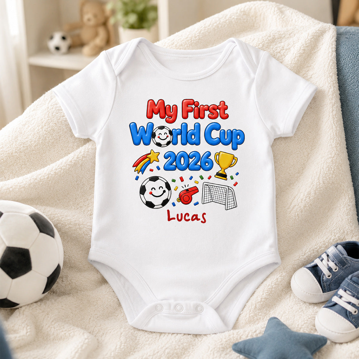 My First World Cup 2026 Baby Custom Name - Personalized Baby Apparel - 2026 Soccer World Champion Keepsake For Baby