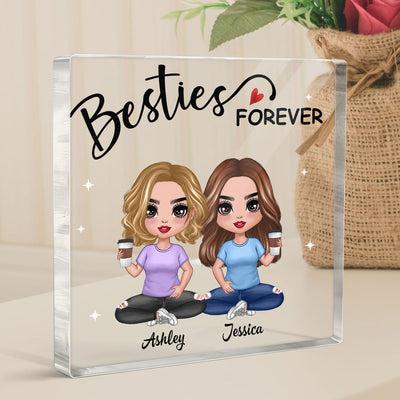 Besties Forever Doll Style Gift For Besties Sisters Personalized Acrylic Block Plaque