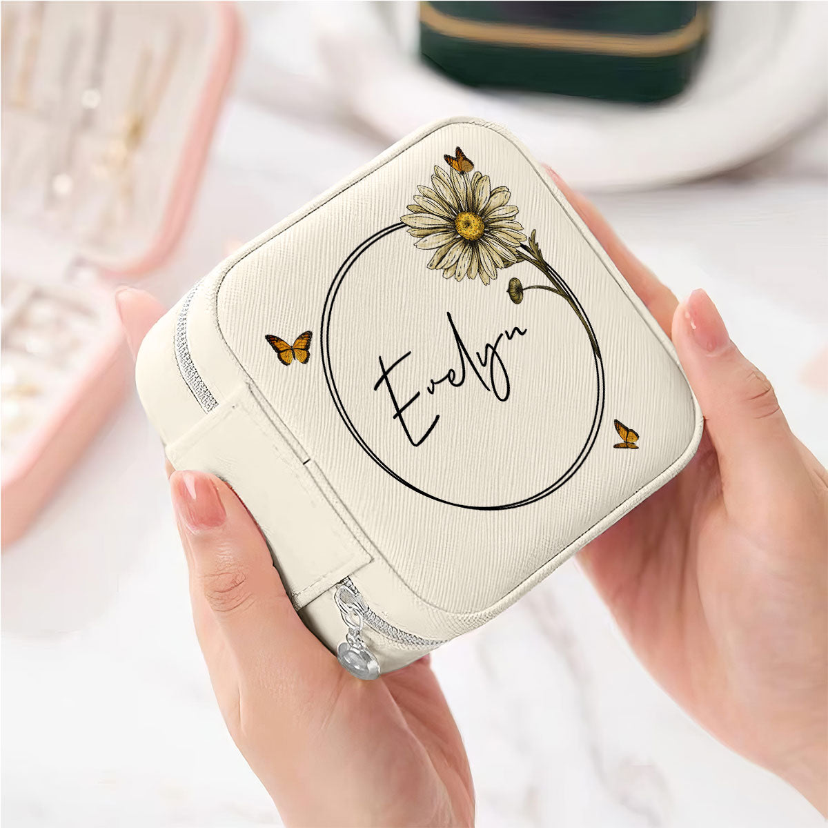 Birth Month Flower Custom Name Personalized Jewelry Box, Gift for Her, Gift For Friends, Mother's Day Birthday Gift