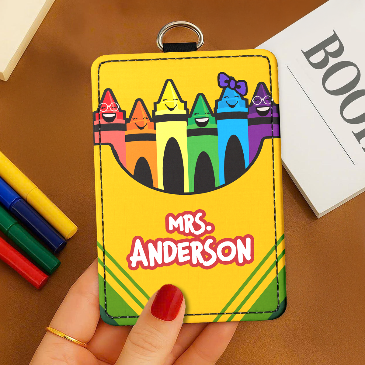 Teacher Custom Name Personalized ID Badge Holder, Back To School Gift
