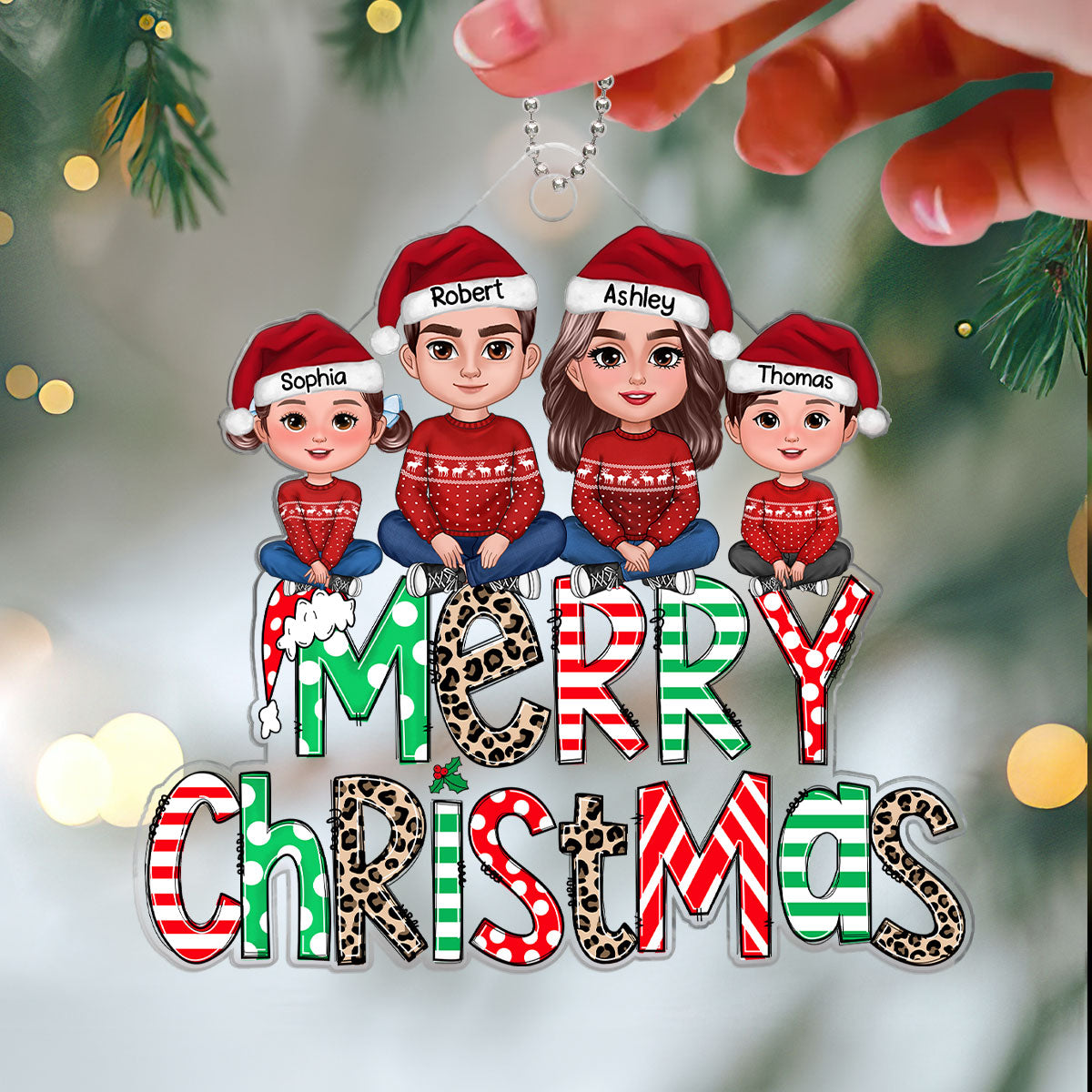 Merry Christmas Family Gift Personalized Acrylic Ornament