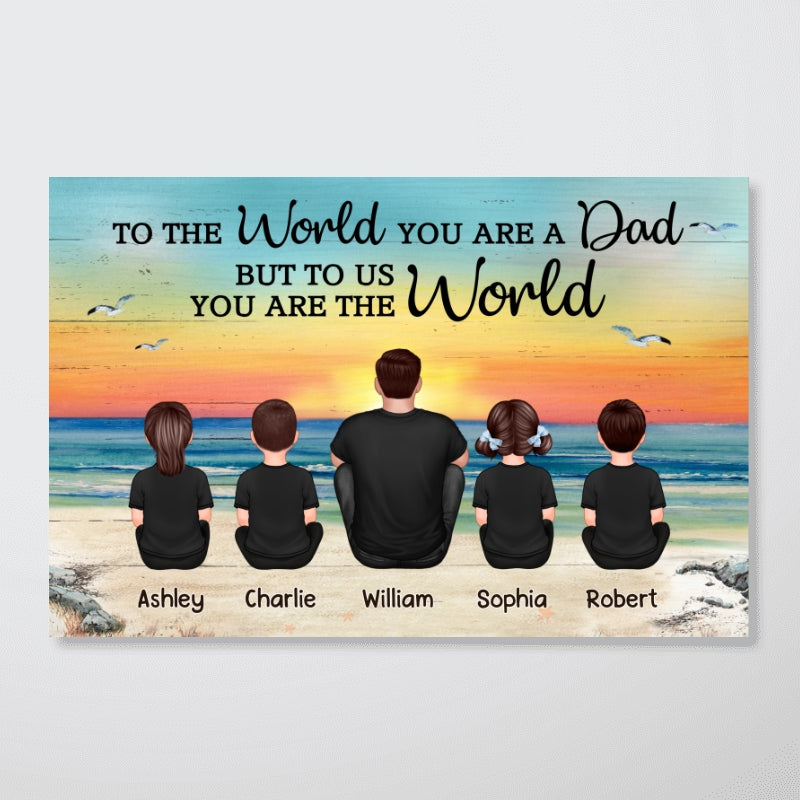 Dad And Sons Daughters Retro Vintage Beach Personalized Poster, Heartfelt Gift For Dad, For Husband