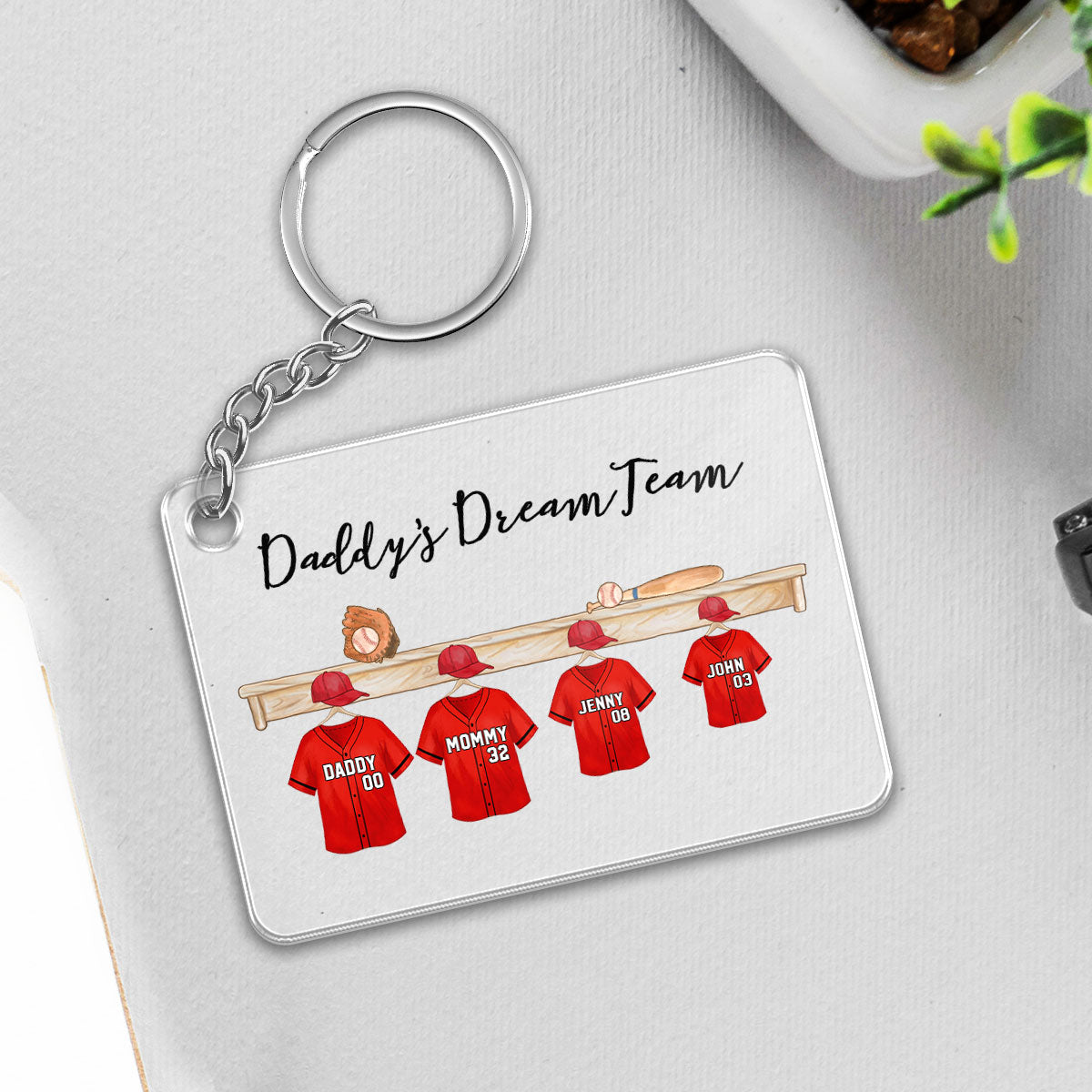 Daddy's Baseball Team Personalized Acrylic Keychain