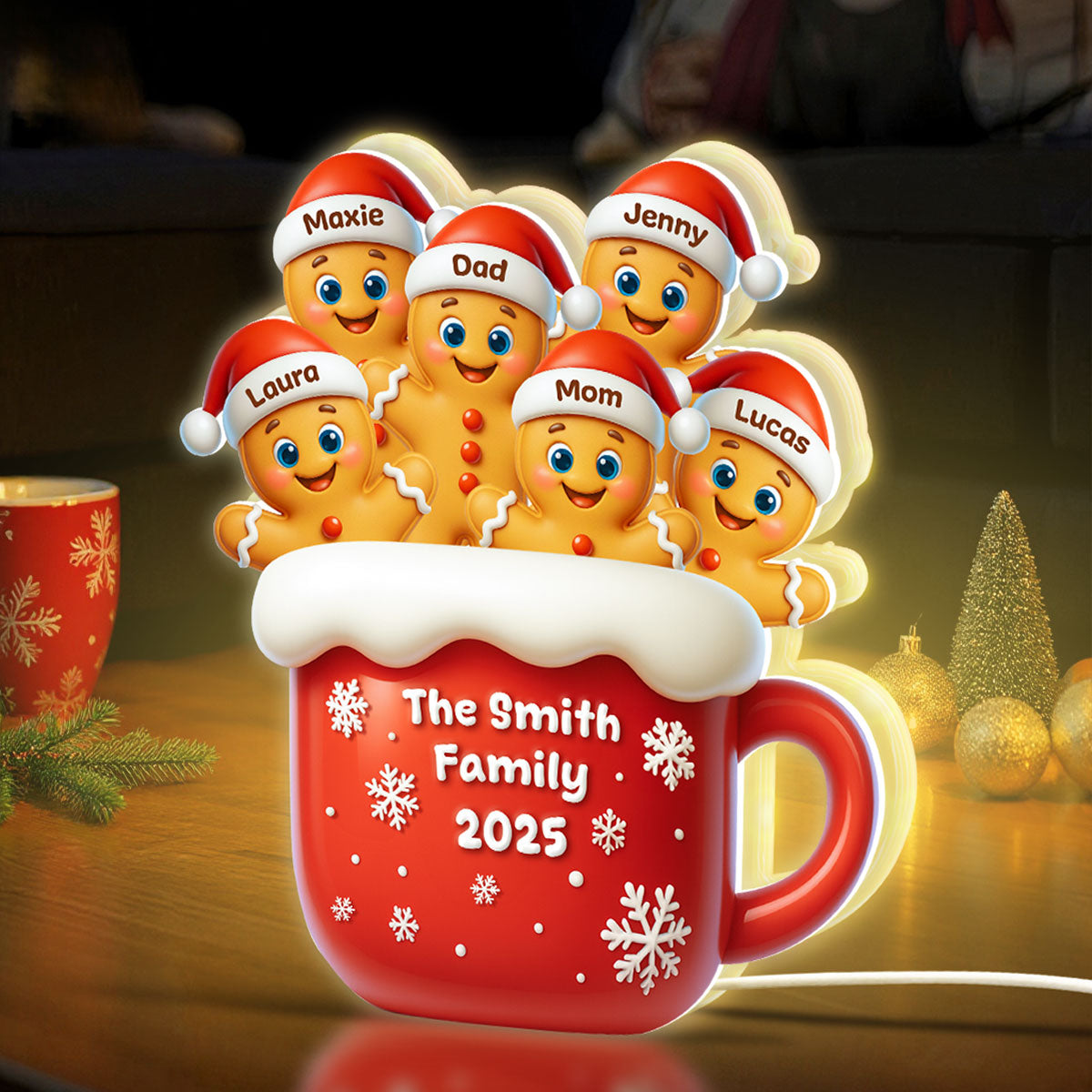 Family Gingerbread - Personalized Light Box - Heartwarming Festive Christmas Decor