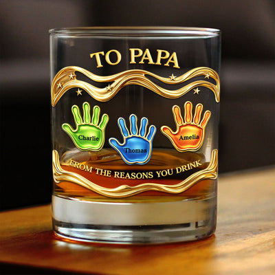 To Papa From the Reasons You Drink - Personalized Whiskey Glass - Father's Day Gift for Dad, Grandpa, Husband