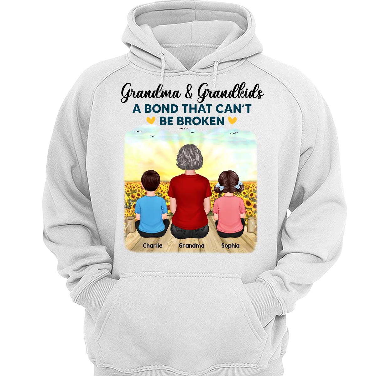 Grandma Grandkids Crossed Legs A Bond Can‘t Be Broken Personalized Shirt