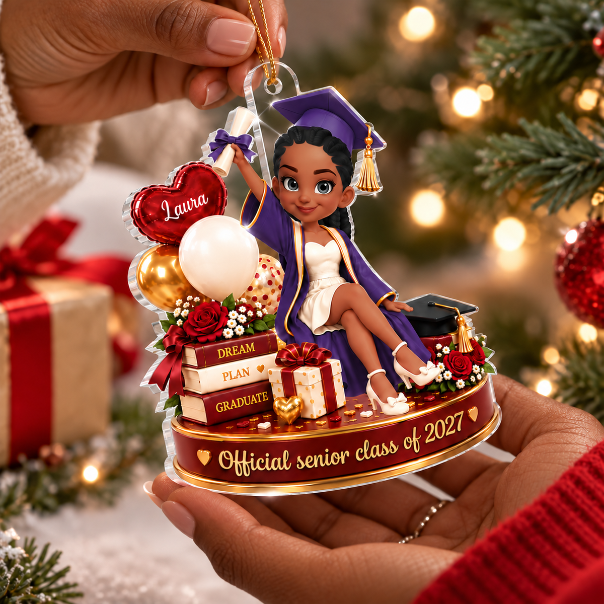 Official Senior Class of 2027 - Personalized Acrylic Ornament - Graduation Christmas Gift for Daughter, Granddaughter