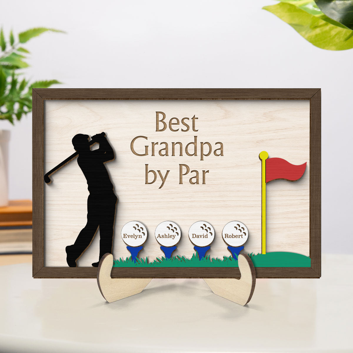 Best Dad Grandpa By Par Golf Gift for Husband Dad & Grandpa Personalized 2-Layer Wooden Plaque