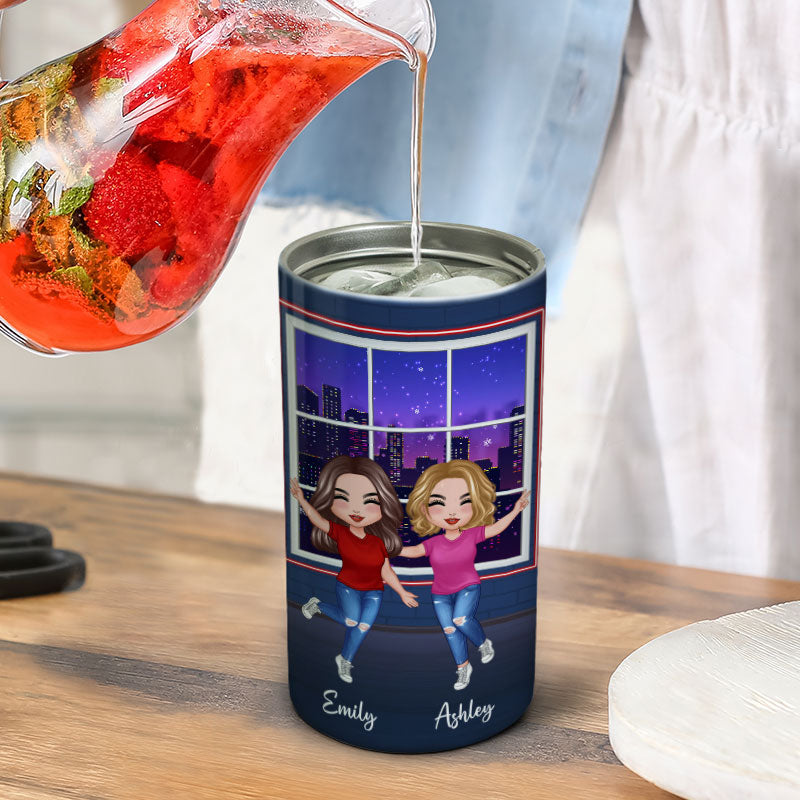Besties Sisters Window Personalized 4 In 1 Can Cooler