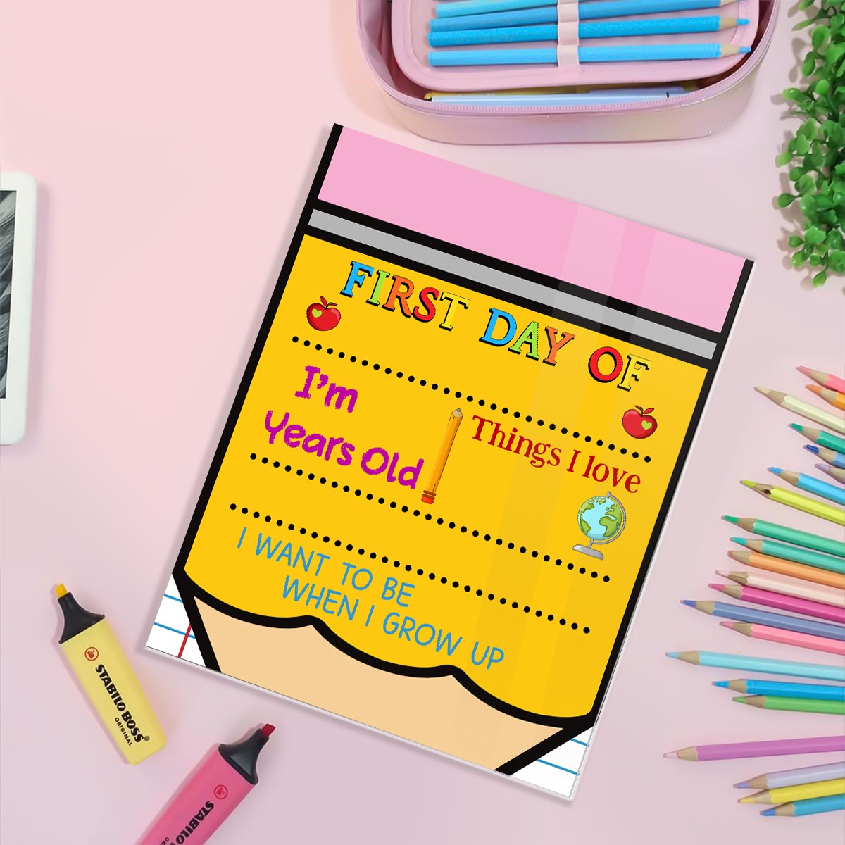 Acrylic First Day Of School Personalized Reusable Board Sign