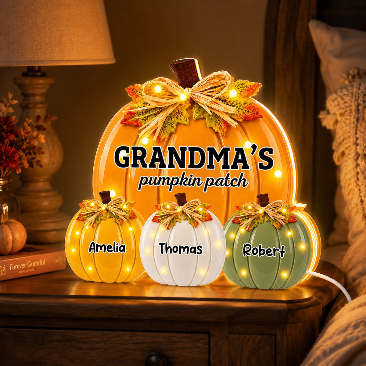 Retro Vintage Grandma Pumpkin Patch - Personalized Light Box - Fall Decor For Grandma