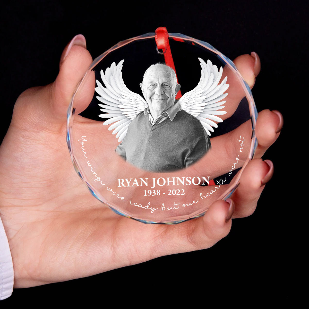 Photo Uploaded Memorial Personalized Glass Oranament, Christmas Decoration