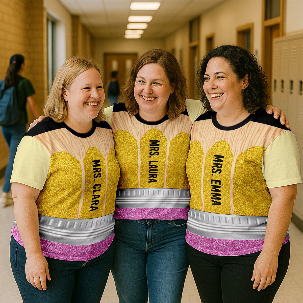 Pencil Personalized Group Matching Shirt, Halloween Costume For Teachers