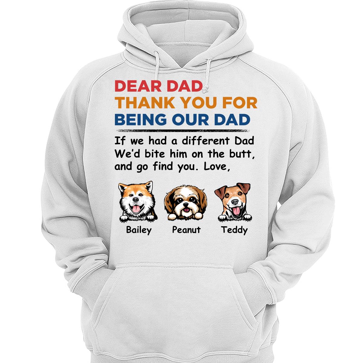 Dear Dog Dad Thank You Peeking Dog Retro Personalized Shirt