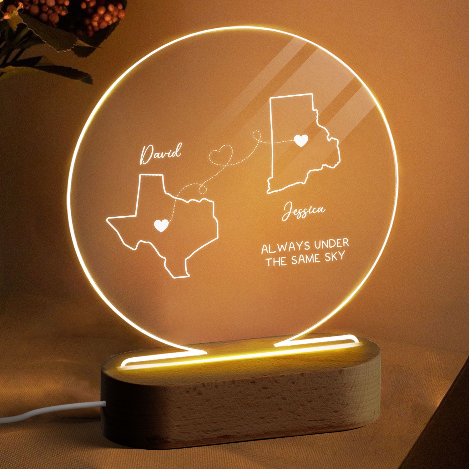 Custom Two Map Night Light for Couples, Gift for Her/Him, Long Distance Relationship Gift, Going Away Gift, Couple Gift, Christmas Gift