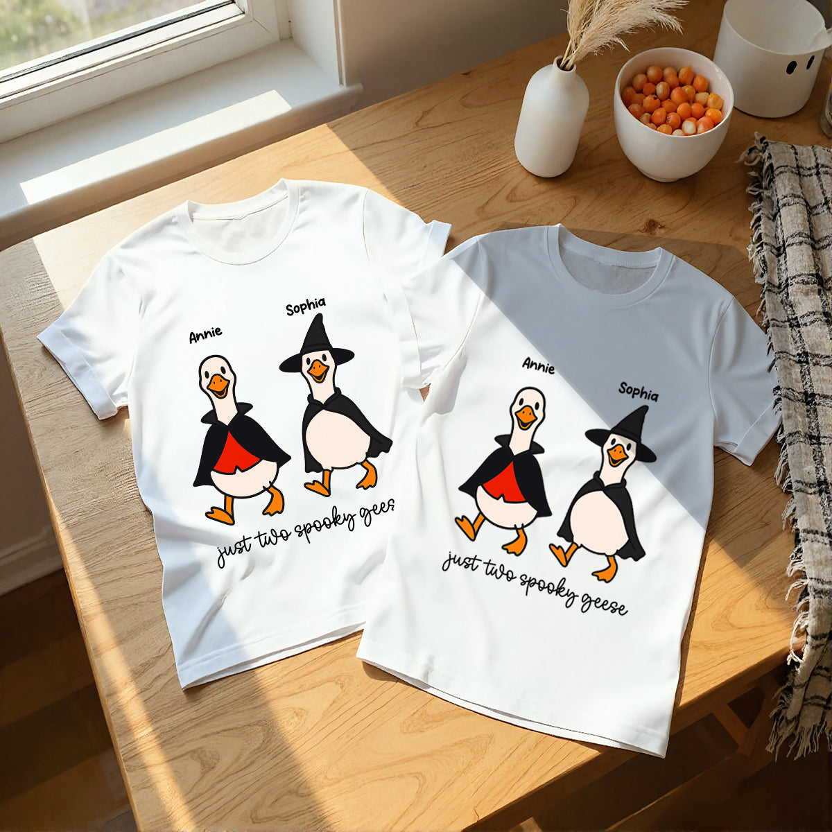 Halloween Funny Cute Spooky Goose Besties Personalized Shirt, Group Shirt For Besties