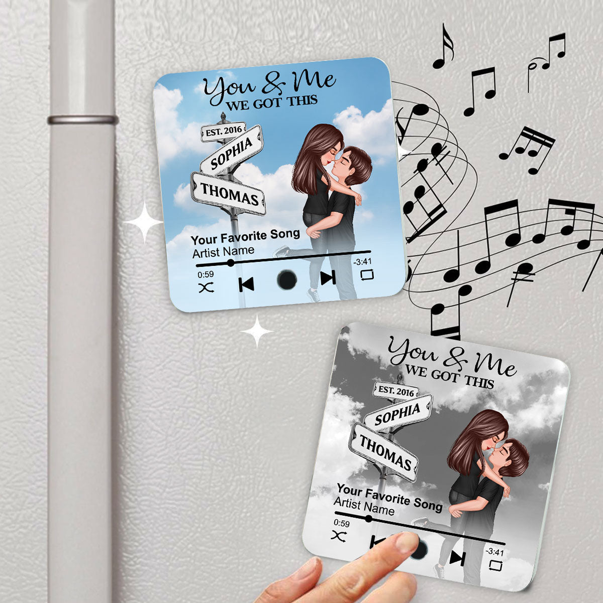 Always Beside You Couple Street Signs Personalized Music Fridge Magnet, Heartfelt Gift For Couple, For Him, For Her, Boyfriend, Girlfriend, Husband, Wife