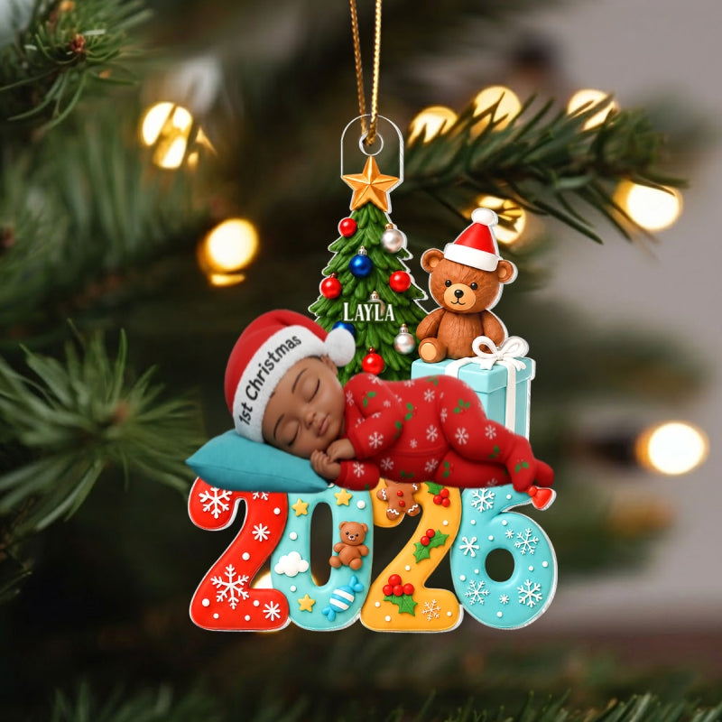 Custom Photo Baby First Christmas 2026 - Personalized Acrylic Ornament - Heartfelt Christmas Gift For Newborn, Baby