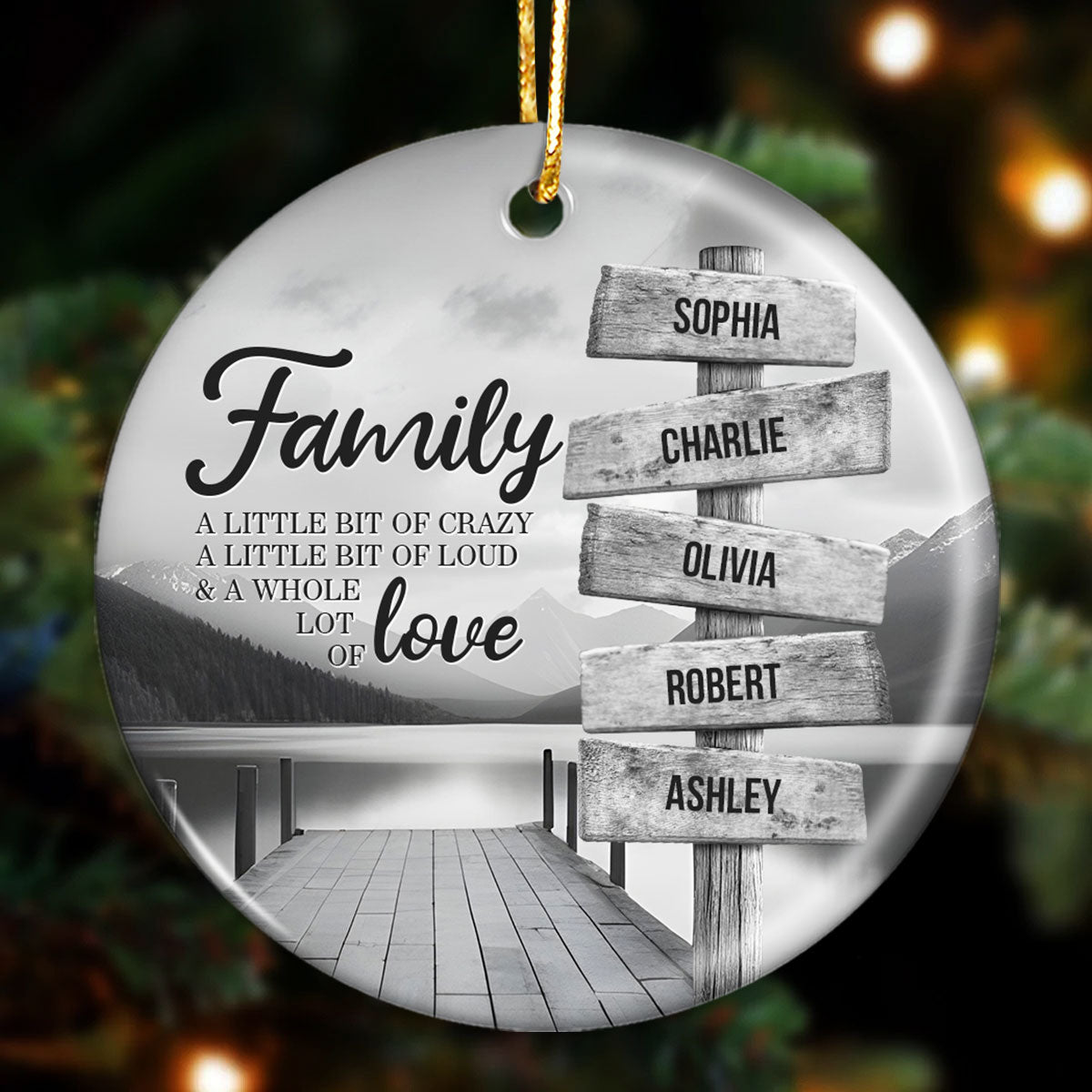 River Pier A Little Whole Lot of Love Family Personalized Ceramic Ornament