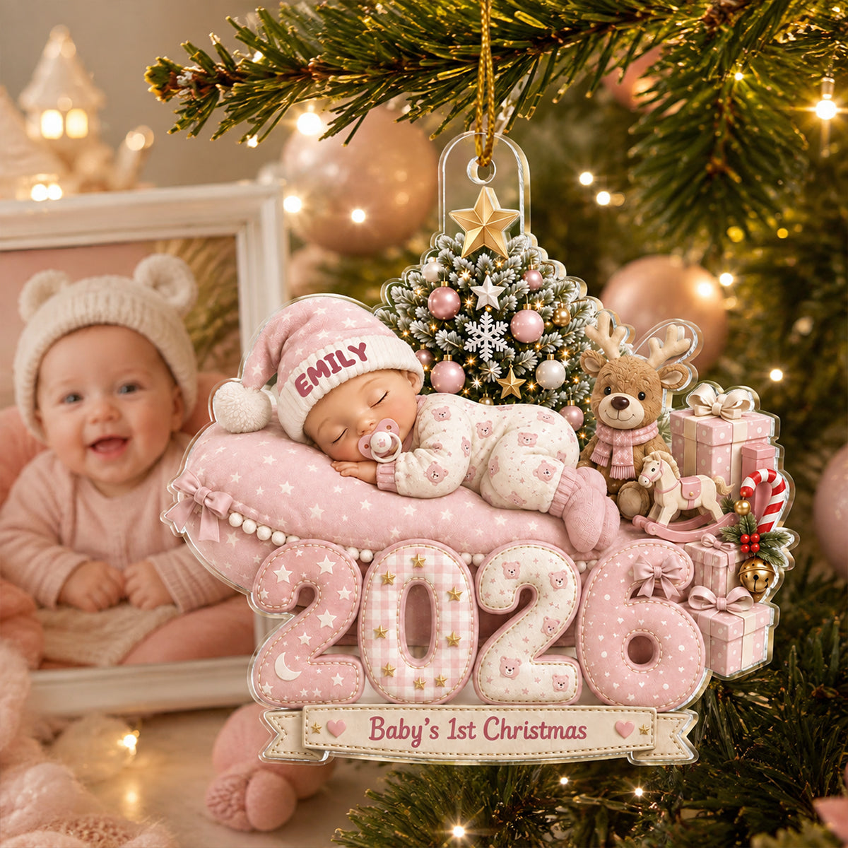 Baby's First Christmas 2026 - Personalized Acrylic Ornament - Newborn Girl Boy Gift, Heartfelt Keepsake