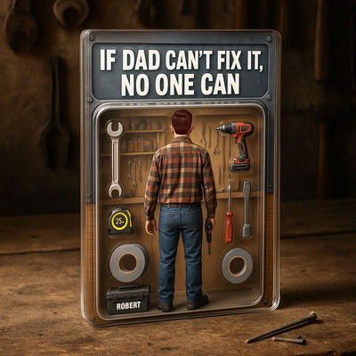 3D Effect If Dad Can't Fix It No One Can Custom Figure Personalized Flat Rectangle Acrylic Block
