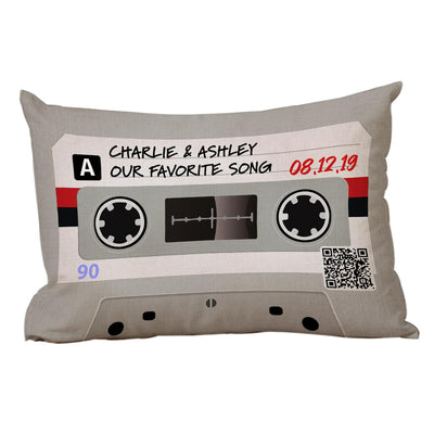 Cassette Tape Favorite Song Music Scannable QR Code Personalized Pillow