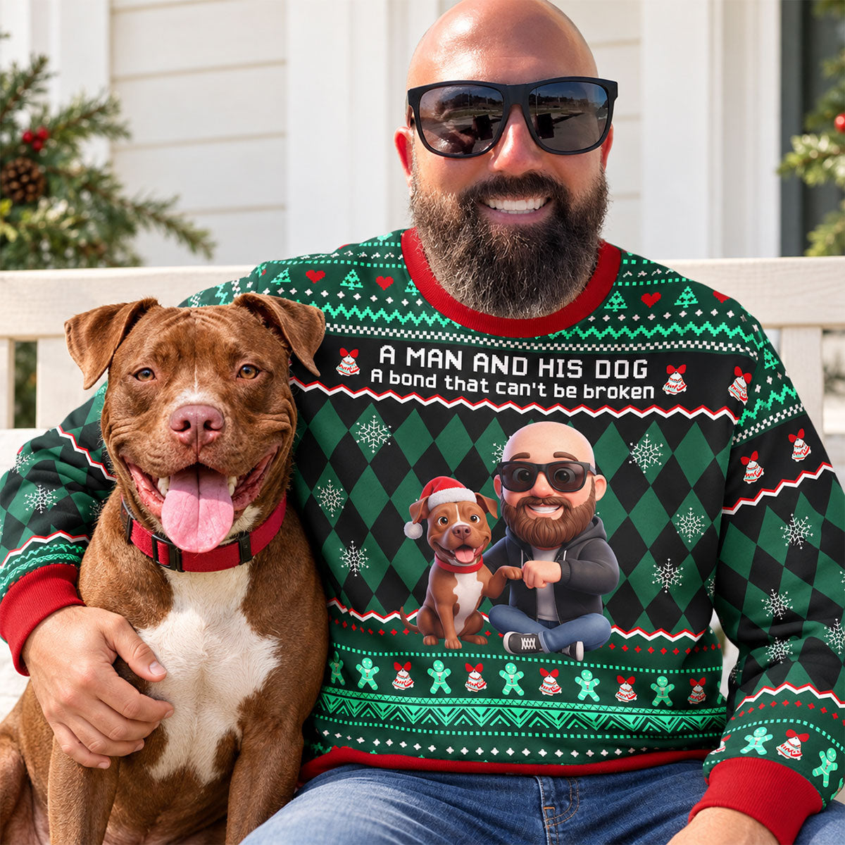 A Man and His Dog a Bond Can't be Broken - Personalized Sweatshirt - Funny Christmas Gift for Husband, Dad, Dog Dads