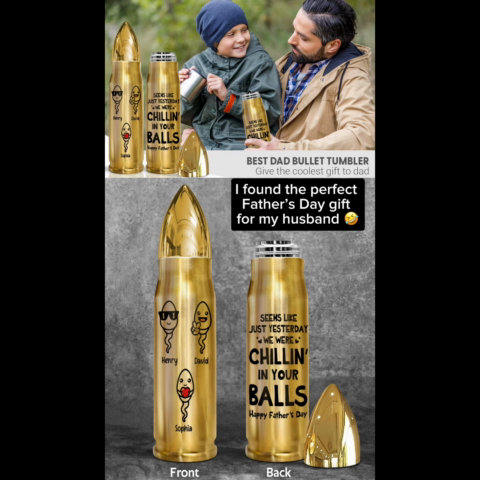 We Were Chillin‘ In Your Balls Funny Gift For Husband Dad Personalized Bullet Tumbler