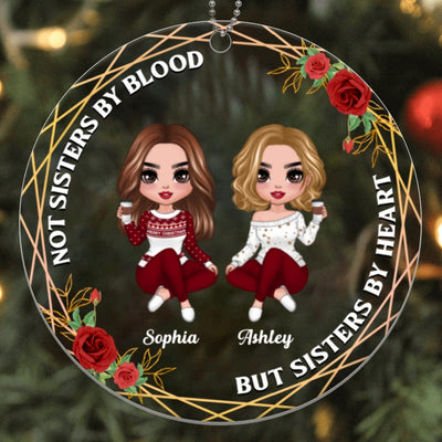 Doll Besties Sisters Floral Personalized Acrylic Ornament