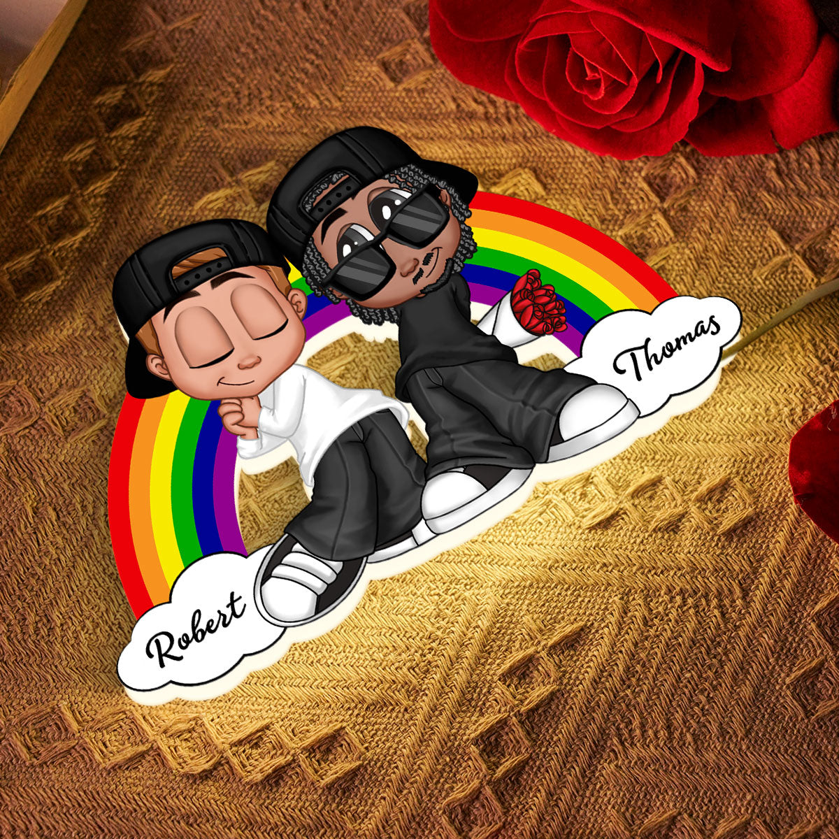 Y2K Couple LGBT Rainbow Personalized Light Box, Gift for Him for Her, Pride Month