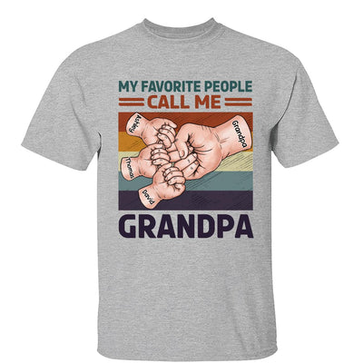 Retro Grandpa Dad And Kids Fist Bump Hands My Favorite People Call Me Grandpa Dad Personalized Shirt