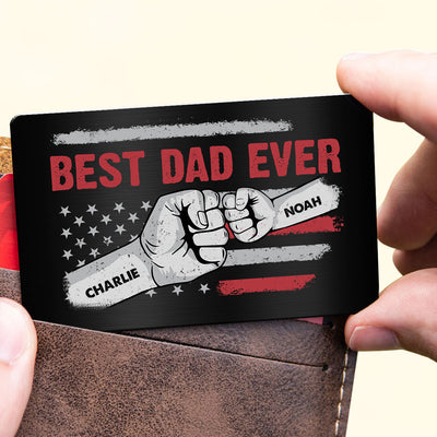 Best Dad Grandpa Ever Flag Punch Hand Wallet Insert Personalized Metal Wallet Card