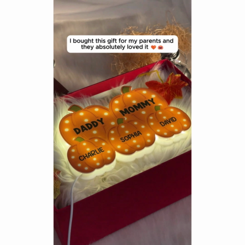 3D Effect Family Pumpkin Patch Marquee Pattern Texture - Personalized Light Box - Cozy Fall Vibe Home Decoration