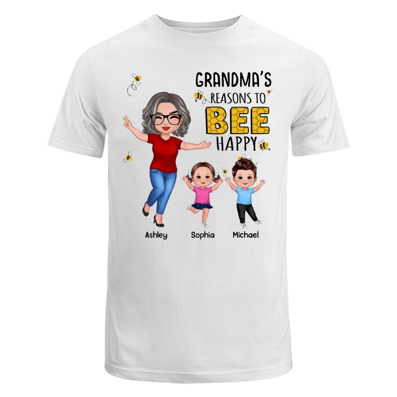 Reasons Bee Happy Grandma & Grandkids Gift For Grandma Mom Personalized Shirt
