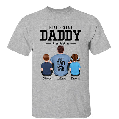 Five Star Dad Grandpa Back View Sitting Personalized Shirt